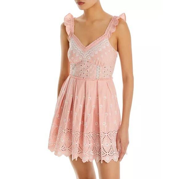 LoveShackFancy Dresses & Skirts - Love Shack Fancy Women’s Mochi Cotton Eyelet Mini Dress Romantic Pink Size 6